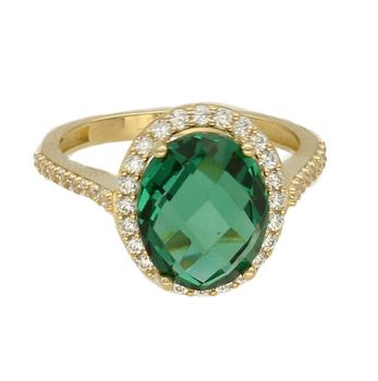 Złoty pierścionek 585 z dużą zieloną cyrkonią PI 3262H. Złoty pierścionek z cyrkoniami. Złoty pierścionek z dużą zieloną cyrkonią. Złoty pierśc.jpg
